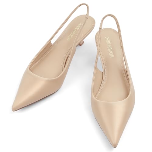 Image of JENN ARDOR Slingback Heels for Women Low Heels Dress Shoes Kitten Pumps Dressy Heeled Sandals Wide Width Fashion Casual Shoes