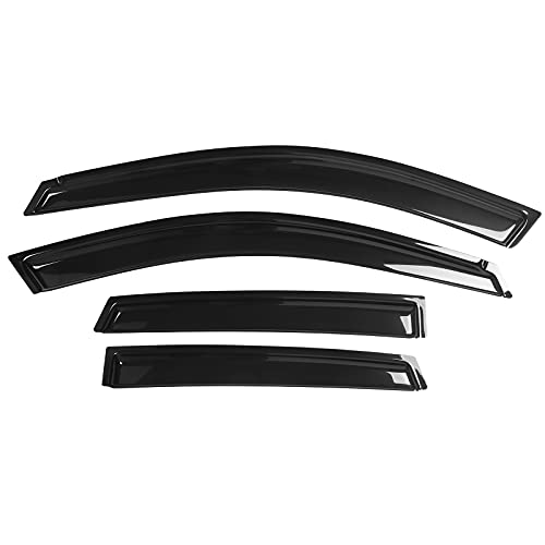 Window Visors Compatible with 2008-2014 Subaru Impreza WRX STI, Smoke Tinted Semi-Transparent Acrylic Sun Rain Deflector 4PC by IKON MOTORSPORTS, 2009 2010 2011 2012 2013