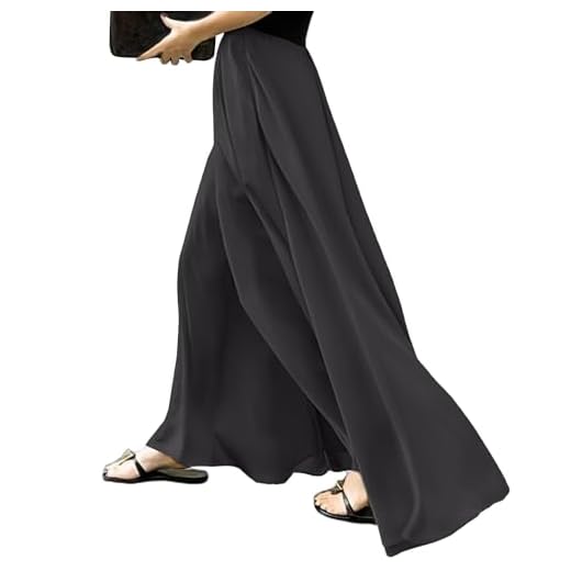 MGizo DtiSpectrum Pantalon Large en Satin pour Femme - Pantalon Jupe Culotte Fluide avec Ourlet Extra Large, Pantalon Palazzo Ample Taille Haute, Ressemble à Une Jupe Longue Soyeuse