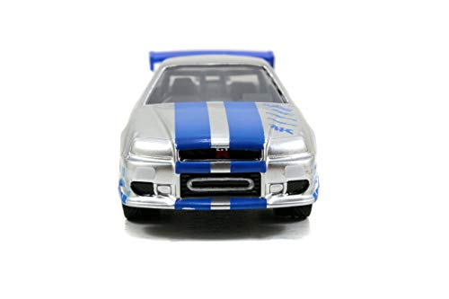Jada Toys Fast & Furious 1:55 Brian's 2002 Nissan Gt-R R34 Build N' Collect Die-Cast Model Kit, Toys For Kids And Adults, Blue #TOP4