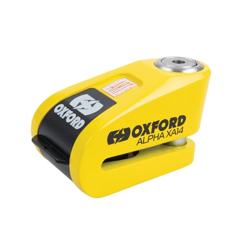 Oxford LK217 Alpha XA14 Alarm Disc Lock (14mm pin) Yellow Black