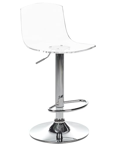 Beliani Lot de 2 Chaises de Bar en Acrylique Pivotantes avec Repose-Pieds en Métal Transparent...