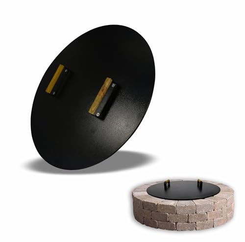 Sonret Fire Pit Lid Round – 28 Inch Carbon Steel Metal Flat Fire Pit Cover Convenient for Fire Pit Inside Up to 26 Inch