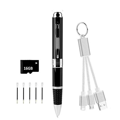 1920X 1080P Espía pluma cámara+ Tarjeta 16G TF gratuita + Lector de tarjetas + 5 Recargas de tinta + Llavero Cable de carga