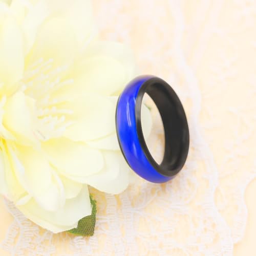 Temperature Changing Mood Ring for Men and Women, Stainless Steel Durable Wedding Band, Waterproof Couple Jewellry, Sporty Design Gift Y18543