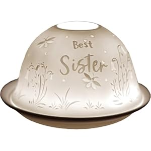 Best Porcelain Tealight Holder Dome, Sister Birthday Gift – Stunning Candle Holder Projecting Loving Message