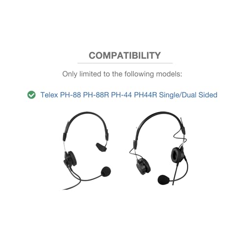 PH-88 PH-44 C8 Almohadillas de Cuero para Oídos - Compatible con Telex PH-88 PH-88R PH-44 PH44R Auriculares de un Solo Lado/Doble Lado - Almohadillas para Auriculares de Cuero PU Premium miniatura 3