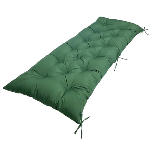 Cojín de banco antideslizante con lazos, cojín impermeable de ratán para exteriores, cojín para columpio para muebles de jardín, tumbonas y bancos, verde, 100 x 50 cm