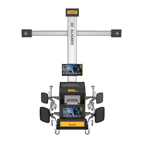 AUTOOL 3D Wheel Aligner, Professional Automotive Wheel Alignment Machine with Dual 20" HD Screens,Built-in Printer, 80,000+ Vehicle Database,Voice Guidance,110V Garage Equipment