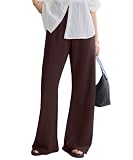 [神戸レタス] [ 選べる4サイズ ] 錯覚美脚ストレッチ ワイドパンツ レディース 春 夏 秋 冬 カーブ フレア 美脚 低身長 高身長 着痩せ ゴム ストレッチ リラックス [M4251] M ブラウン