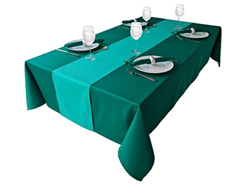 Hochwertige Tischdecke Tischwäsche aus 100% Baumwolle Kollektion Konzept, Farbe & Größe wählbar (Tischdecke - 150x220cm, Tannengrün) – Ansicht 2