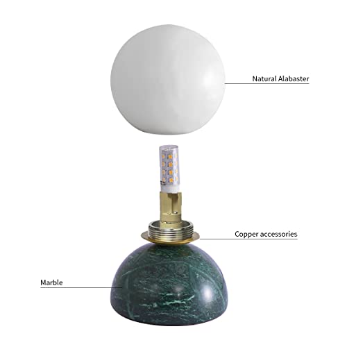 Pinyan Handcrafted Natural Alabaster Stone Globe Table Lamp With Marble Stand thumb #3