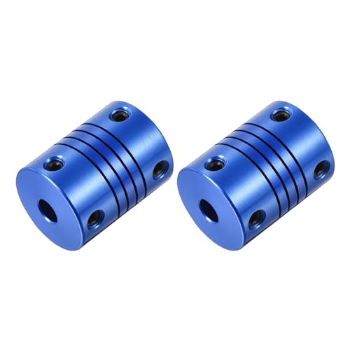 QUARKZMAN 2 Stück 3mm bis 5mm Aluminiumlegierung Wellenkupplung L25xD19 Flexibler Kuppler mit Schrauben für Encoder und Motoren, Blau