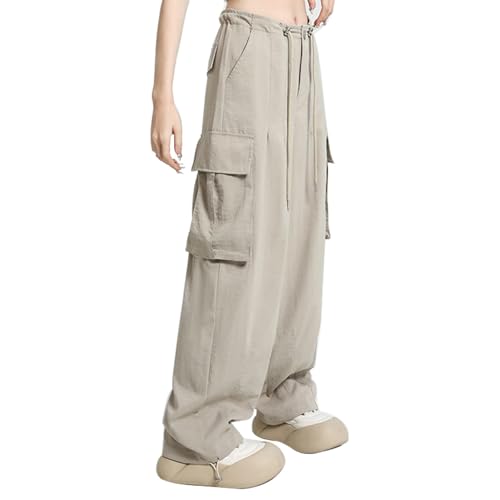 Akklian Teen Girls Cargo Pants Baggy Y2K Wide Leg Combat Military Trousers Outdoor Joggers Pants Streetwear Multi Pockets