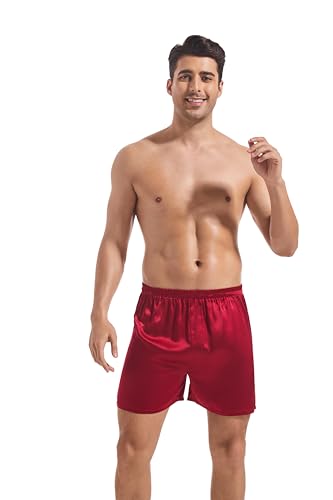 HOUDE Men's 100% mulberry silk boxer briefs,breathable,silky smooth, comfortable and luxurious,4