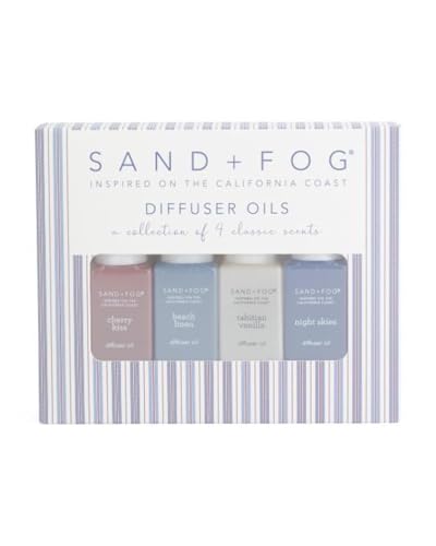 Sand + Fog Diffuser Oils Gift Set 4 Pack 0.33 fl oz Each (Cherry Linen Vanilla Night Skies)