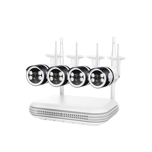 Sistemas de cámaras CCTV, de cámara de protección de Seguridad inalámbrico de 5MP, cámara de 3MP, detección Humana, visión Nocturna en Color, Kit de videovigilancia P2P(None,8CH NVR 4 CAM 3MP)