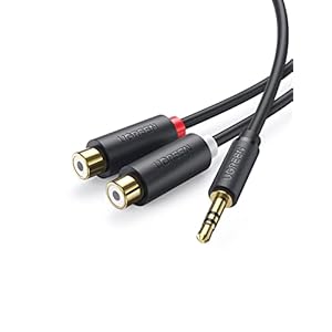 UGREEN RCA Kabel 3.5mm Male Jack naar 2 Female RCA Audio Kabel Stereo Audio Jack RCA Kabel voor TV PC Smartphone Versterker HiFi Systeem Soundbar Home Theater Luidspreker enz. (0.2m)