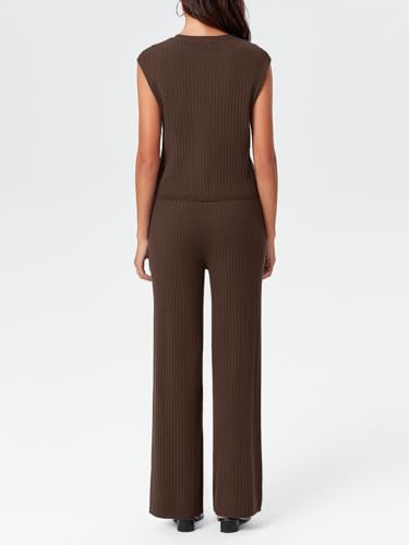 Imily Bela Womens 2 Piece Outfits Sweater Sets Knit Summer Casual Crewneck Sleeveless Tops Wide Leg Pants Tracksuits4