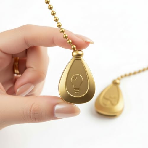 Image of Patelai 4 Pieces Ceiling Fan Pull Chain Extender Ornament 12 Inch Ceiling Pull Chain Extension Classic Drop Shaped Pendant Beaded Ball Cord for Fan Light lamp Decorative with Connector (Gold)