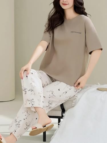Image of Louis Luxe Womens Korean Night Dress || Full Pyjama Set || Korean Nightsuit ||Women Nightwear ||Round Neck Full Sleeve Nightsuit || Loungewear || Everyday Nightdress (ND-12)