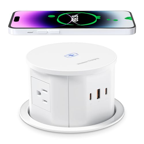 ANNQUAN Automatic Pop Up Countertop Outlet with 15W Wireless Charger,4