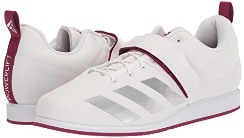 adidas Powerlift 4 Tênis masculino para levantamento de peso Cross Trainer, Branco/Prata Metálico/Bo