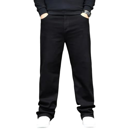 Jeans Pants Trousers Denim Fat Plus Size Stretch Trendy Black Loose Business Casual Straight Leg for Men