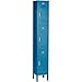 Global Industrial 3 Tier Locker, 12x15x24, 3 Door, Unassembled, Blue