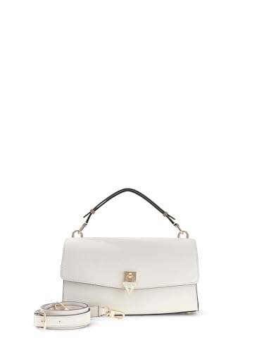 GUESS bolso bandolera Patsie en color crema: estilo directo y versátil para tu armario.