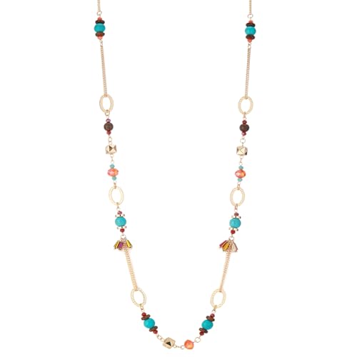 Long Gold Boho Necklaces for Women Beaded Statement Chain Long Necklace Gold Costume Jewelry Birthday Gifts for Her