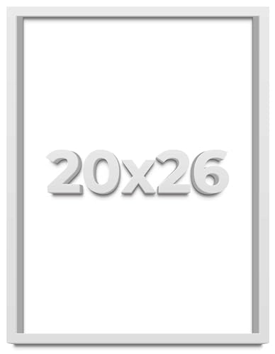 20x26 Shadow Box White Solid Pine Wood Picture Frame with Acid-Free Backing UV Acrylic & Hanging Hardware with 0.75 Inches of Usable Depth and 0.75 Inches Frame Moulding Width