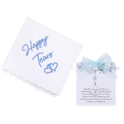 Image of MIXJOY Something Blue Gift for Bride, Wedding Day Bridal Blue Pearl Angel Wings Bouquet Garter Charm for Bride to Be