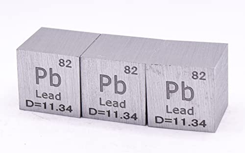 Image of 1 inch 25.4mm Lead Plumbum Metal Cube Pb up to 99.9% Pure Periodic Table Element Engraved Density Collection Science Education Display Block Cube + Acrylic Case Box - 1PC
