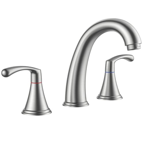 FORIOUS Brushed Nickel Bathroom Faucet 3 Hole, Widespread Bathroom Sink