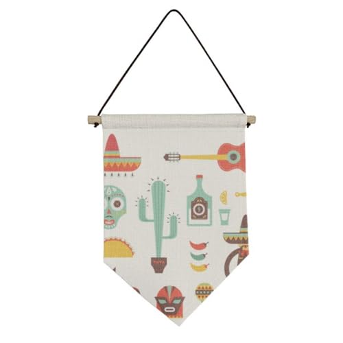 Sombrero guitare chili Mexico elment drapeau toile pour décoration intérieure