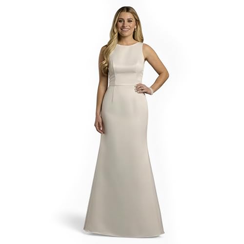 Davids Bridal The Edit High Neck Satin Bow Back Mermaid Wedding Dress Soft White Modern Bridal Gown with Fitted Silhouette for Ceremonies City Hall Weddings and Elegant Celebrations