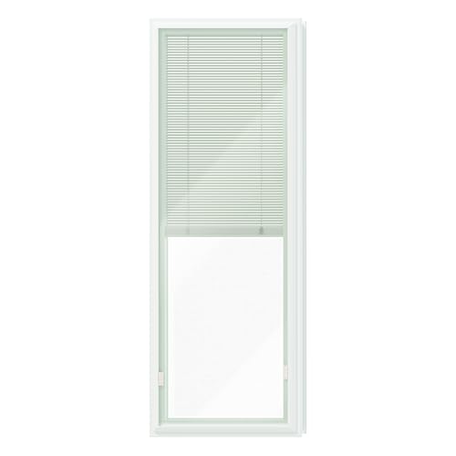 Lakenyon 22 x 64 Entry Door Double Glazed Tempered Glass Replacement with Enclosed Shutters - Frame Size 1-Lite Clear Tempered Glass Insert Kit Privacy Easy Installation and Maintenance White