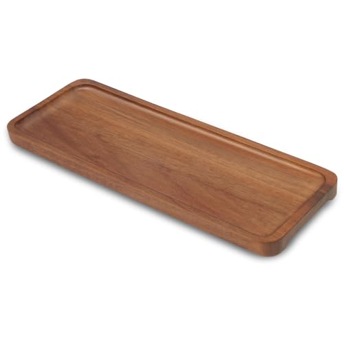 Yvttve Holztablett Rechteckig, Holztablett Deko Länglich, Badezimmer Tablett, Serviertablett Holz Klein Tablett für Snack Kosmetik Schmuck Kerzen (30 x 13 cm)