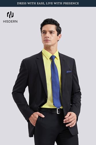 Image of HISDERN Mens Dress Shirt with Tie Pocket Square Set Classic Button Down Shirt Matching Tie Long Sleeve Shirts