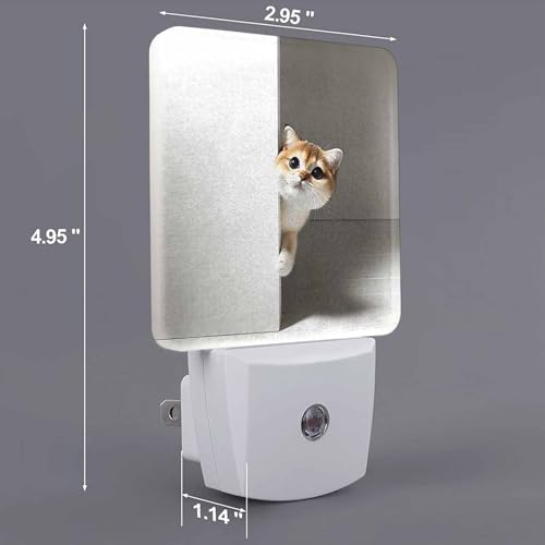 Image of LED Night Light,Curious Cat Hides and Peeps LED Night Light Plug into Wall with Dusk to Dawn Light Sensor White Energy Efficient Nightlight for Bedroom Bathroom Hallway Living Room Kitchen