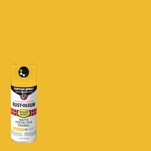 Image of Rust-Oleum Stops Rust 5-in-1 Spray Paint, Matte Roasted Squash Yellow | Rust Preventive Protective Enamel, Multi Surface (Metal, Wood and More), Adjustable Dial for Better Control, Fast Dry, 6 Pack