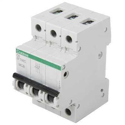 Crabtree 6FT06C MCB Triple Pole Type C 6kA 6 Amp
