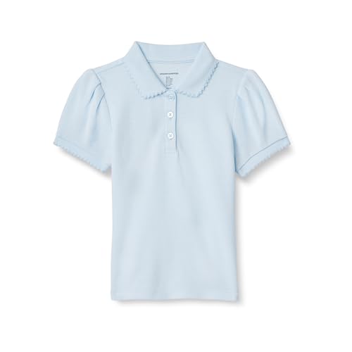 Amazon Essentials Polo de Uniforme de Piqué Niña, Azul Claro, 8 años