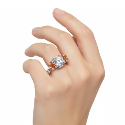 Image of 55Carat Choose Your Gemstone Delicate 3 Stone Halo Diamond CZ Ring Sterling Silver Round Shape Halo Engagement Rings Everyday Jewelry Wedding Jewelry Handmade Gifts for Wife US Size 4 to 12