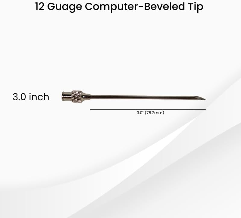 Reusable Premium Round Hub Needles – Box of 12 – Multiple Sizes Available – Stainless Steel Cannula with Chrome-Plated Brass Hub – Compatible with Luer Lock & Luer Slip Syringes – Veterinary Use (12Gx3")