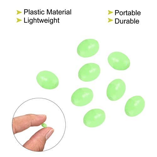 Patikil 12X8Mm Luminous Fishing Beads, 200 Pieces Plastic Glow Fishing Bait Eggs Rig Bead Tackle Tool Oval, Green #TOP3