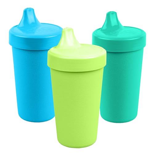 Re-Play Sippy Cups for Toddlers - 10 Oz. Reusable Spill Proof Cups for Kids, Dishwasher/Microwave Safe - Made in USA - Set of 3-3.13