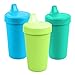 Re-Play Made in the USA 3pk No Spill Sippy Cups for Baby, Toddler, and Child Feeding - Aqua, Sky Blue, Green (Under The Sea)
