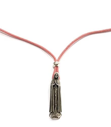 Médaille Vierge de Fatima pendentif argenté 52mm pour collier chrétien traditionnel